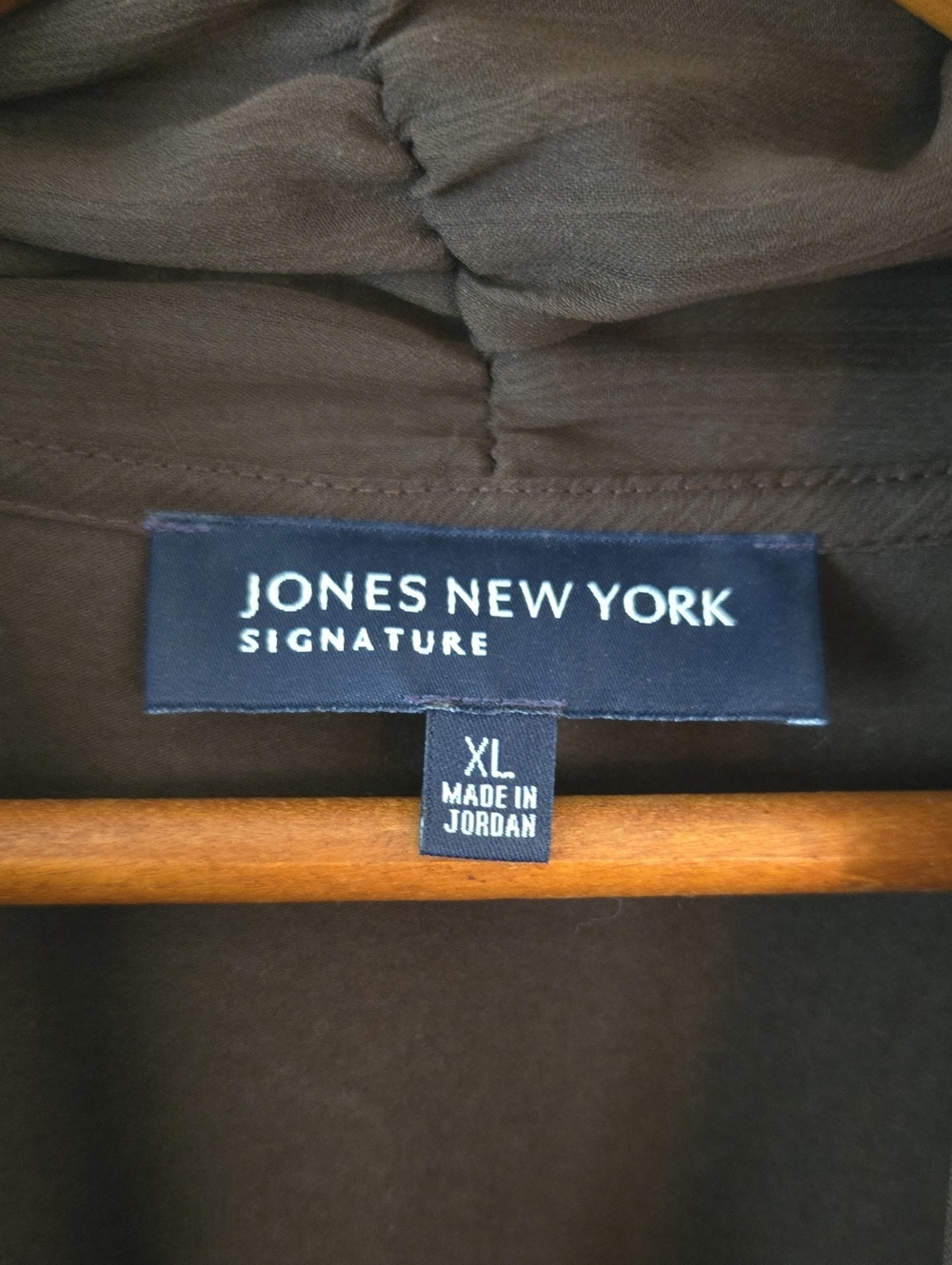 Jones of New York Signature Brown cotton knit draped tie neckline - Picture 2 of 5